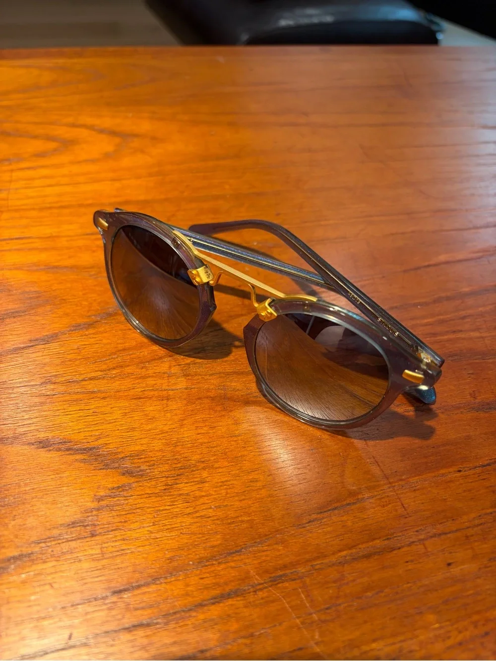 KREWE St. Louis Mirrored Blue Opal 24K Sunglasses with Box and Case